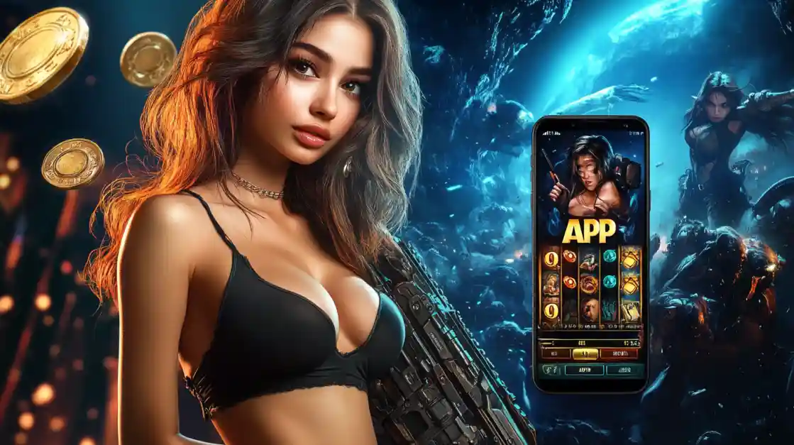 একজন সাহসী নারী bd777 মোবাইল গেমিং অ্যাপ ব্যবহার করছেন, যা অ্যাকশনভিত্তিক গেমের অনুভূতি প্রকাশ করে।